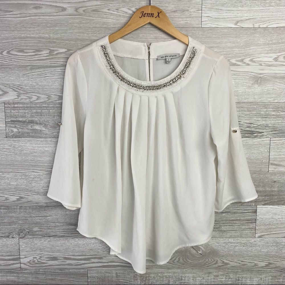 Love letter collection White Rhinestone Blouse